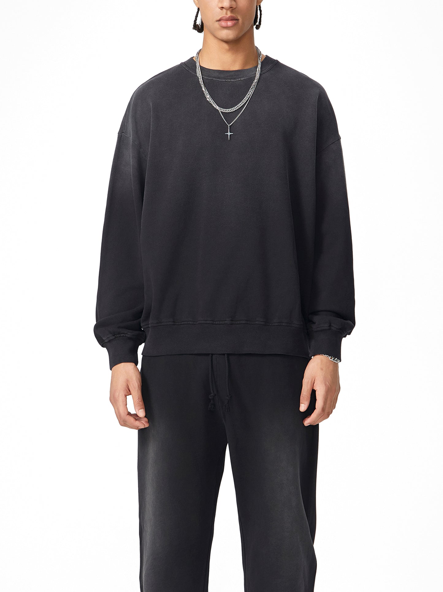Handcrafted Monkey Wash Drop-Shoulder Sweatshirt