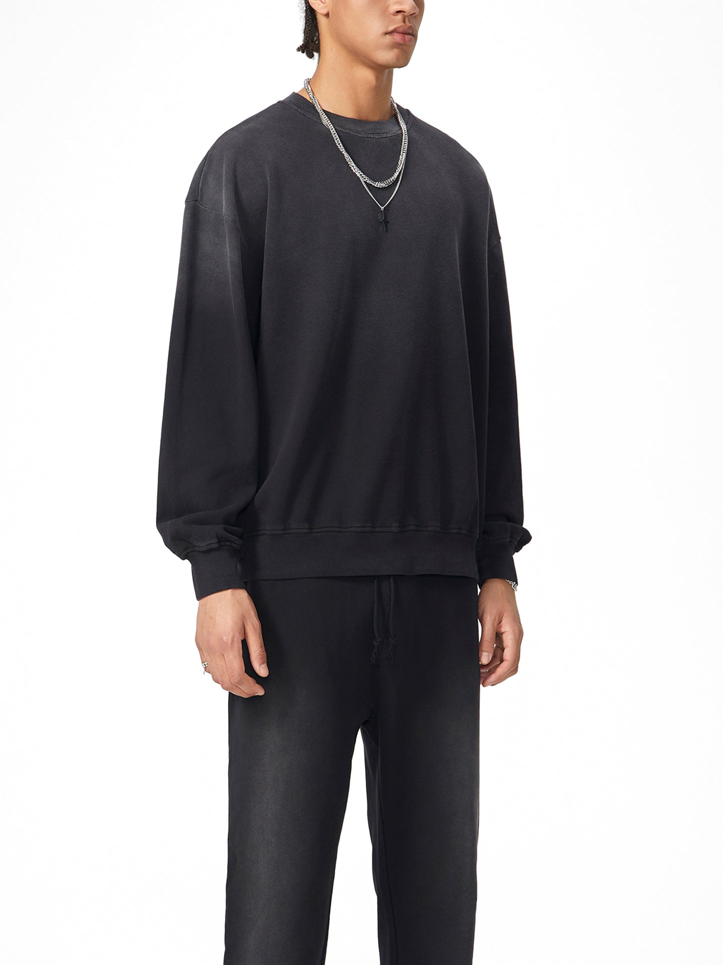 Handcrafted Monkey Wash Drop-Shoulder Sweatshirt