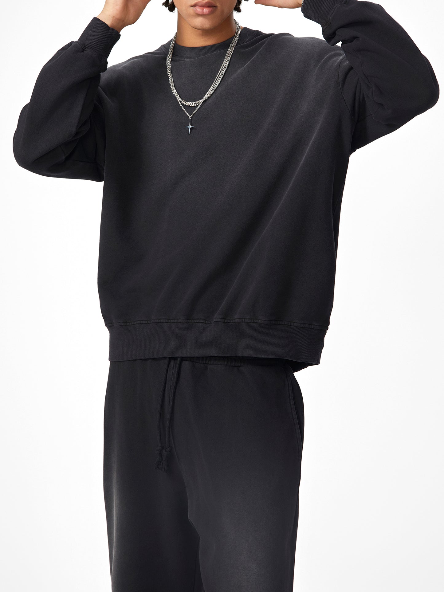 Handcrafted Monkey Wash Drop-Shoulder Sweatshirt