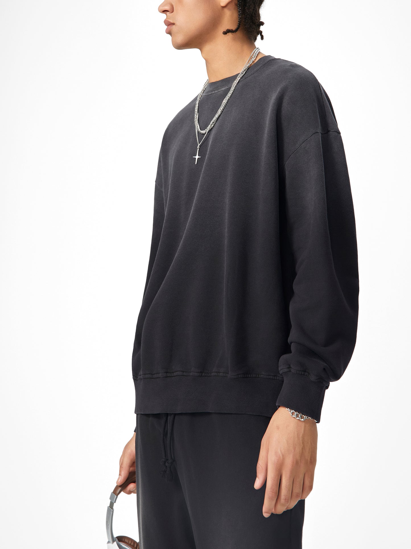 Handcrafted Monkey Wash Drop-Shoulder Sweatshirt