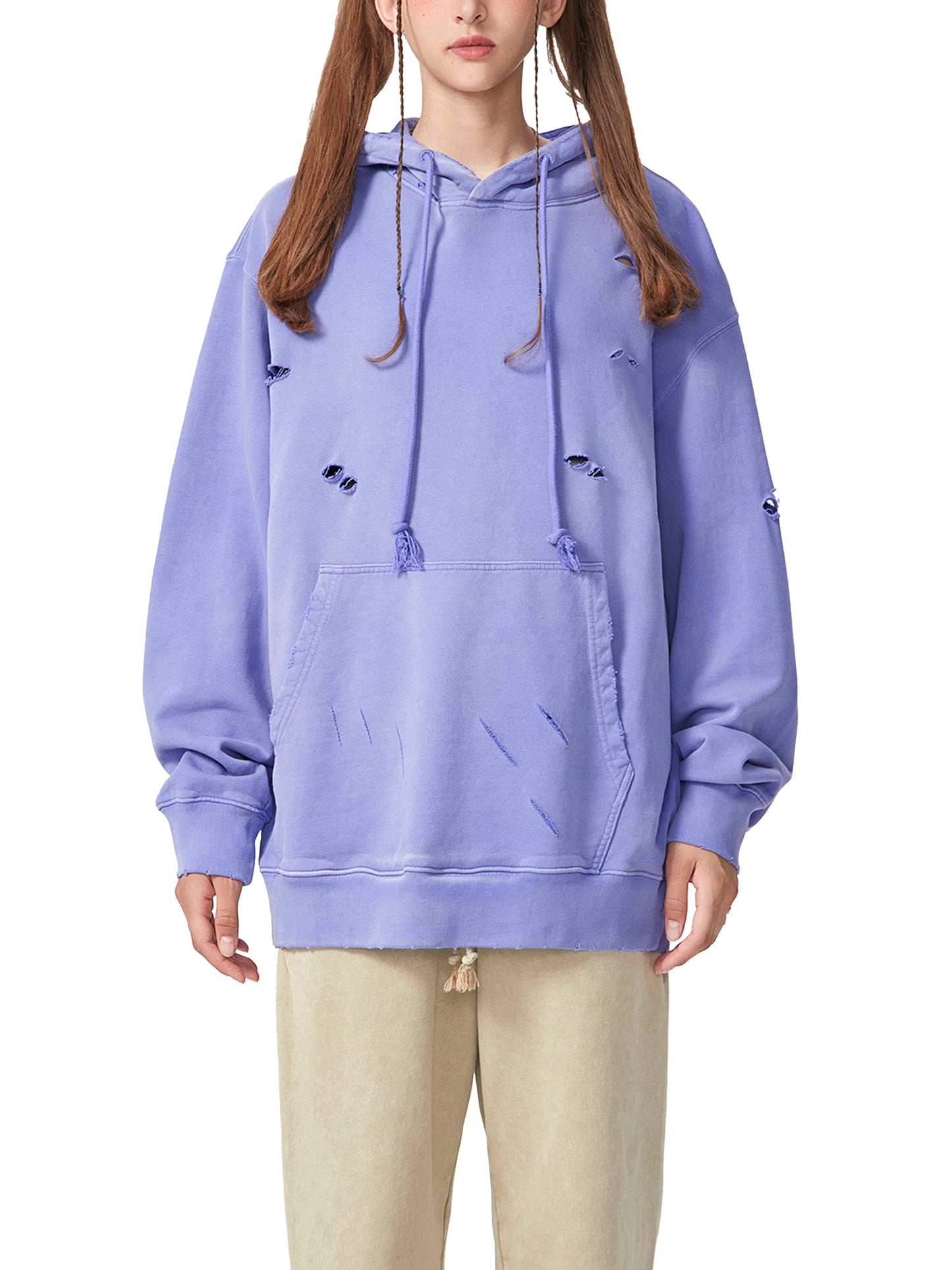 Heavyweight Pure Cotton Hand-Frayed Monkey Washed Hoodie