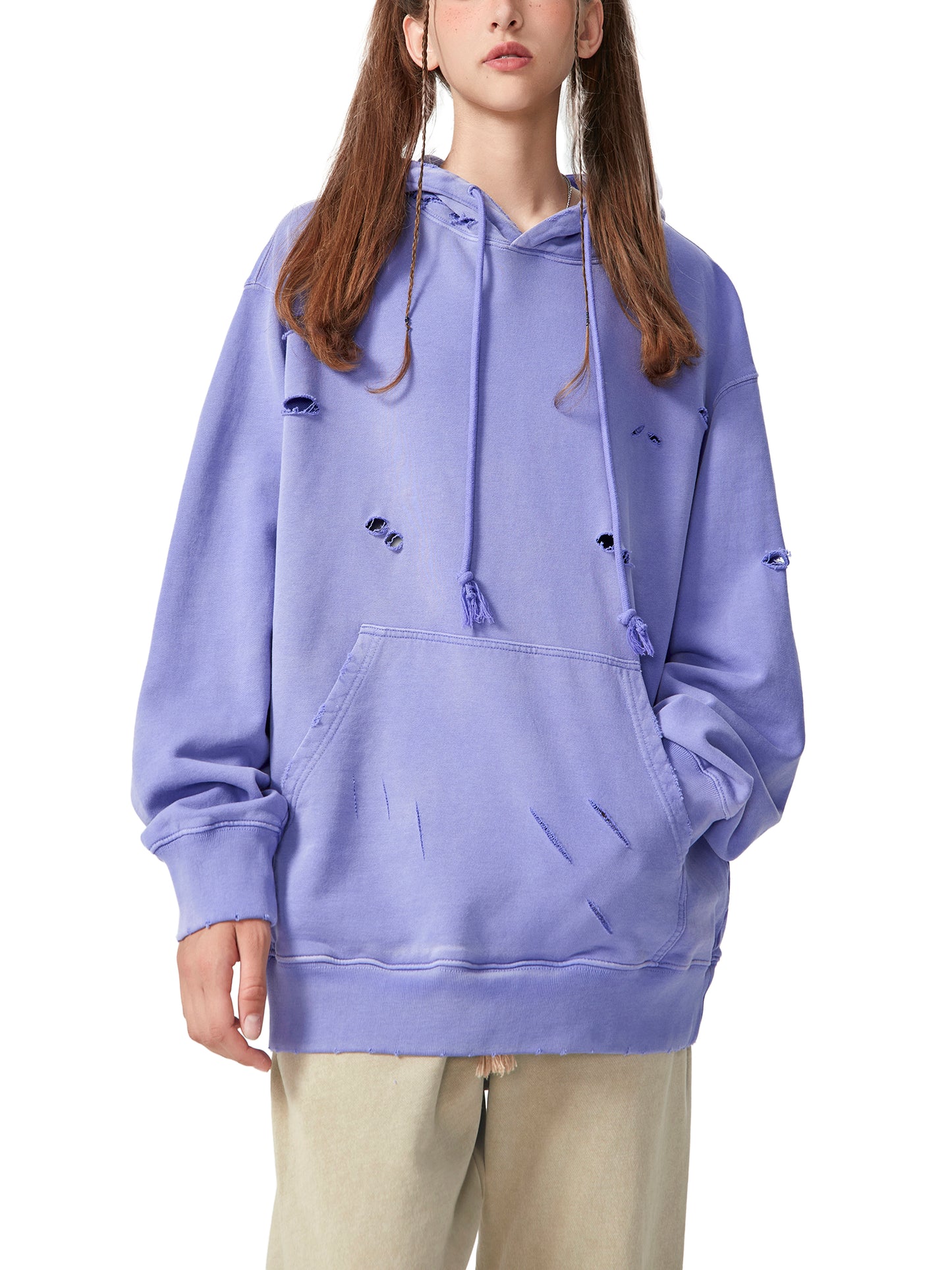 Heavyweight Pure Cotton Hand-Frayed Monkey Washed Hoodie