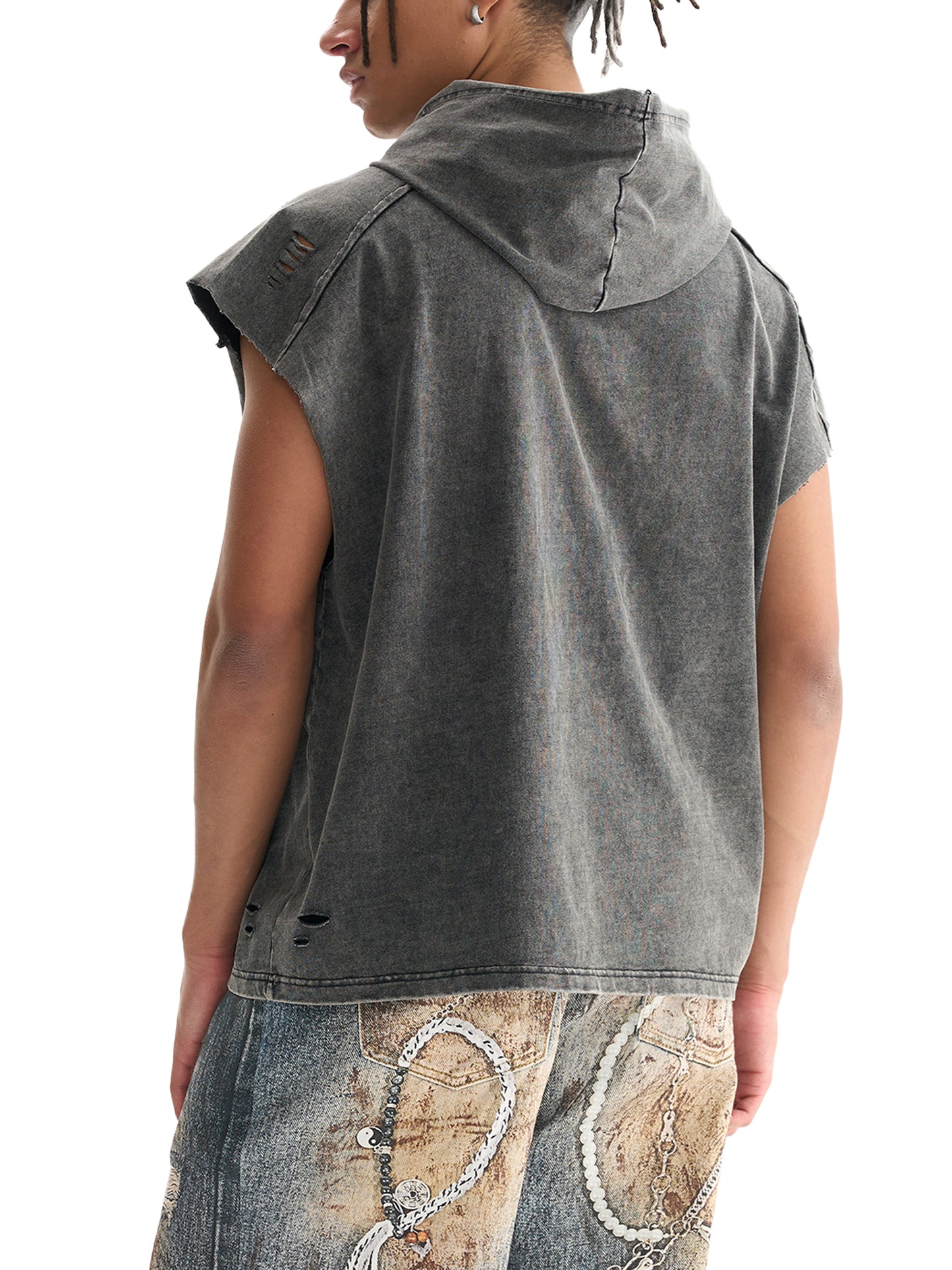Snow Washed Boxy Hooded Tank Top