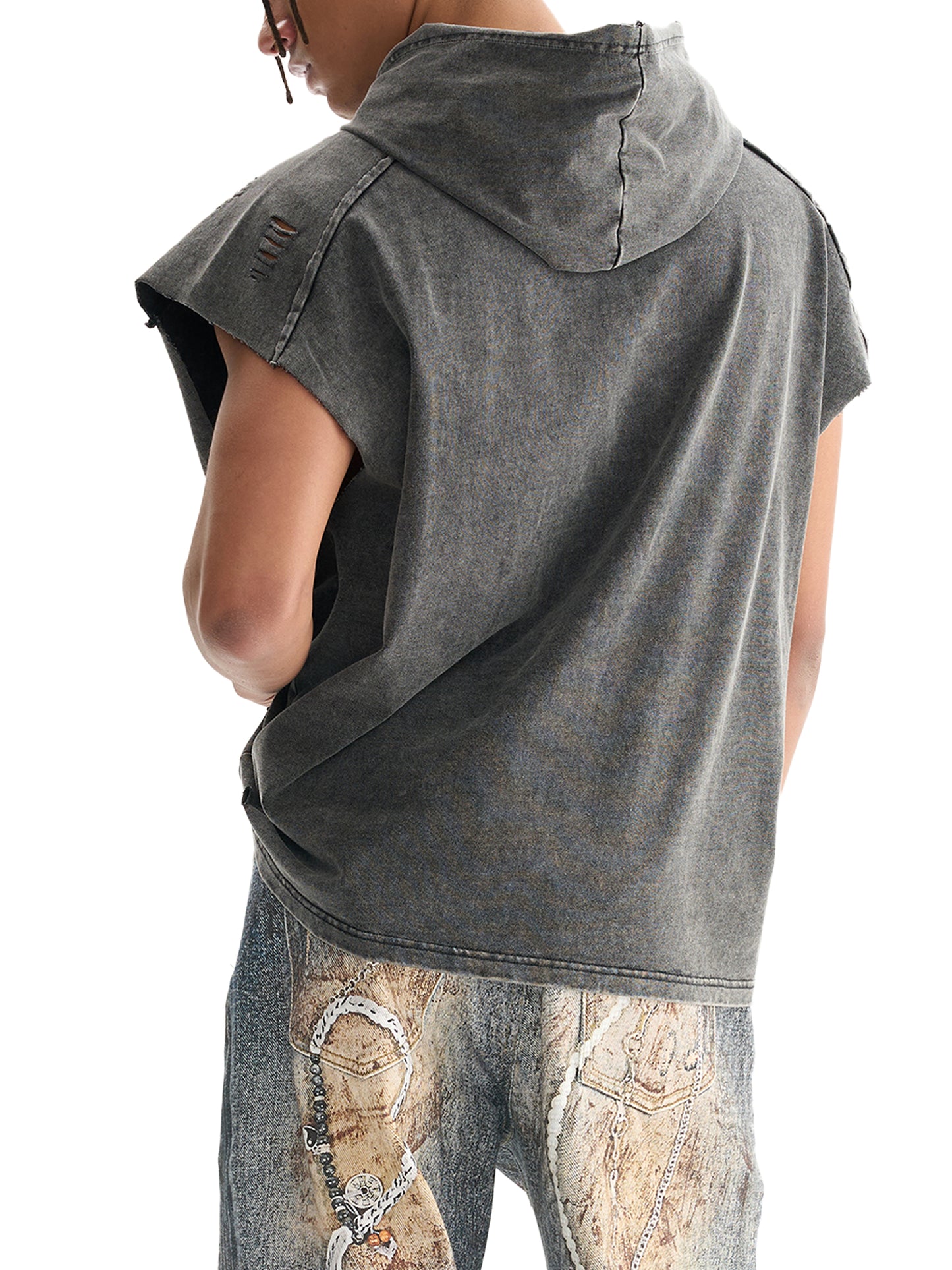 Snow Washed Boxy Hooded Tank Top