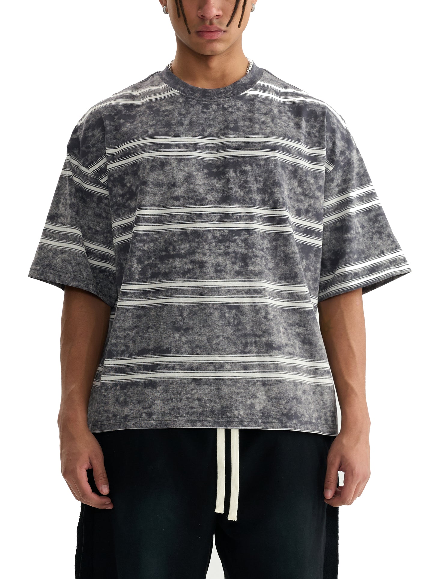 Snow Washed Stripe Boxy T-shirt