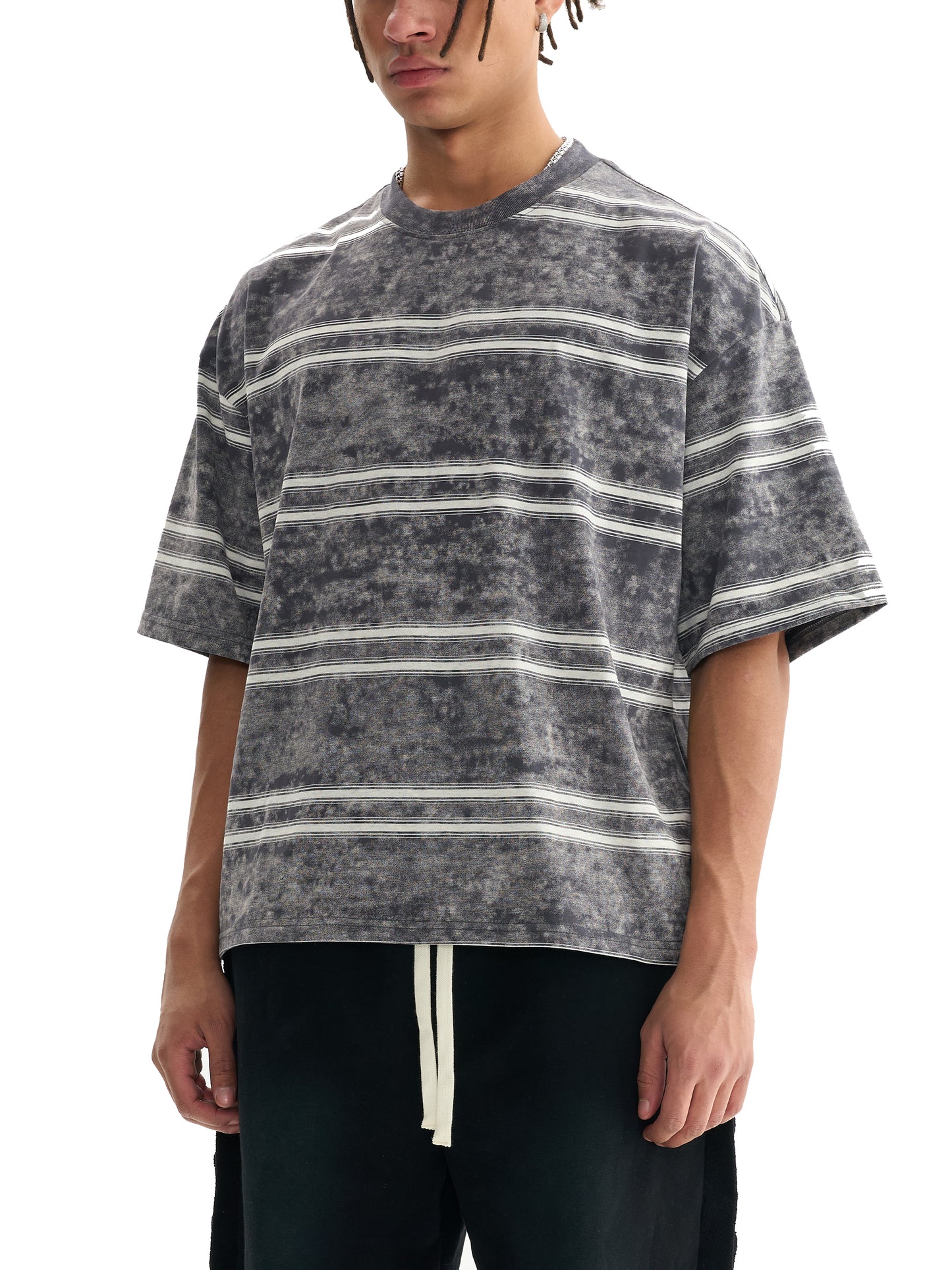 Snow Washed Stripe Boxy T-shirt
