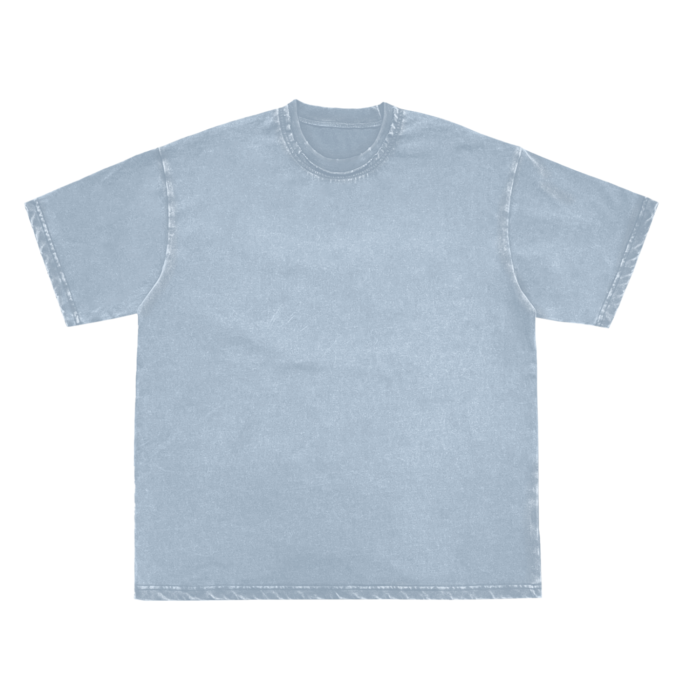 Double Neckline Scattered Edge Frayed Vintage Washed T-Shirt