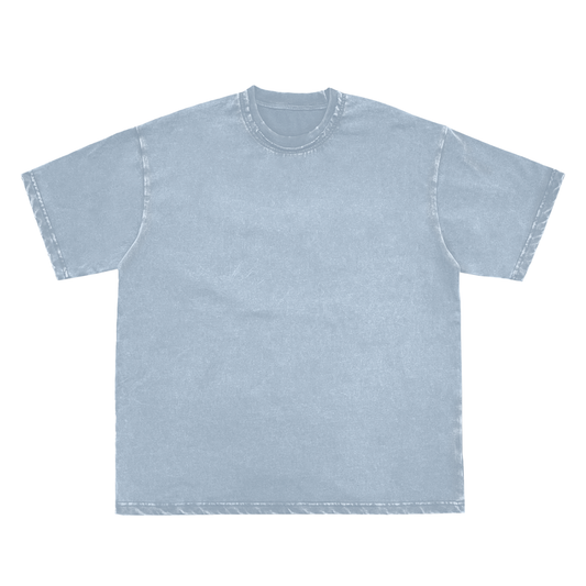 Double Neckline Scattered Edge Frayed Vintage Washed T-Shirt