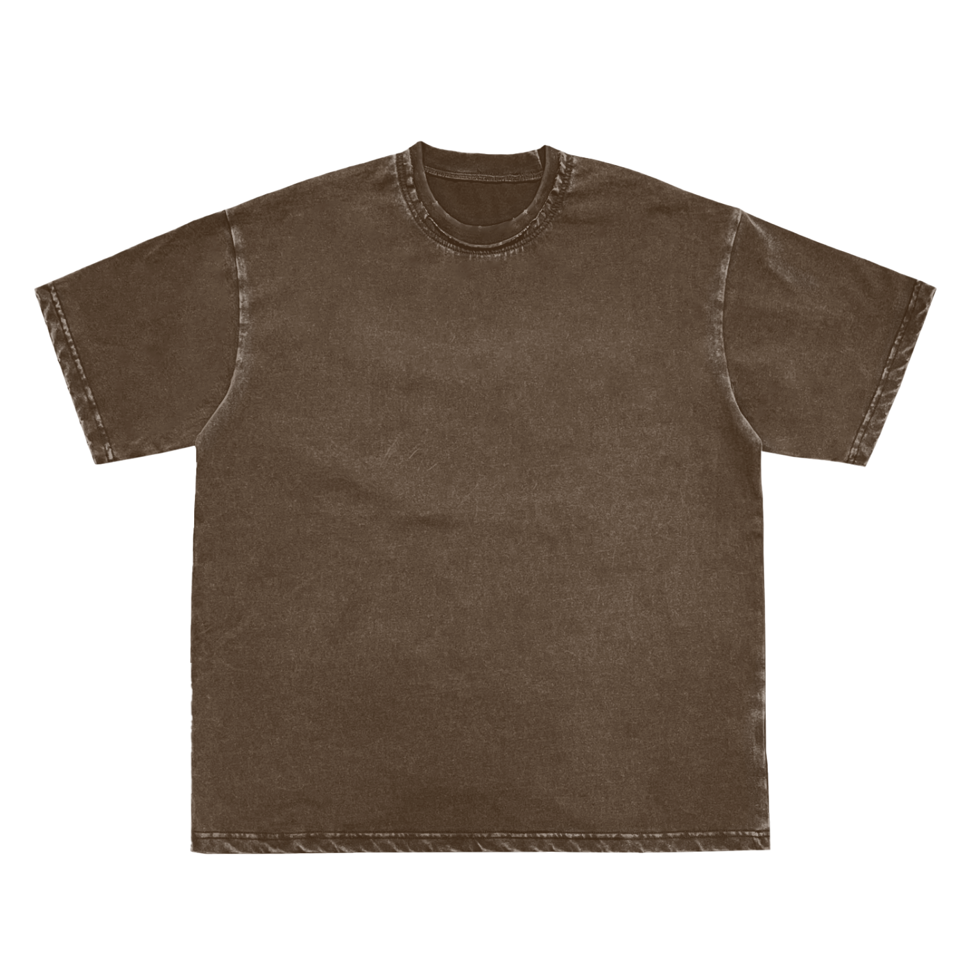 Double Neckline Scattered Edge Frayed Vintage Washed T-Shirt