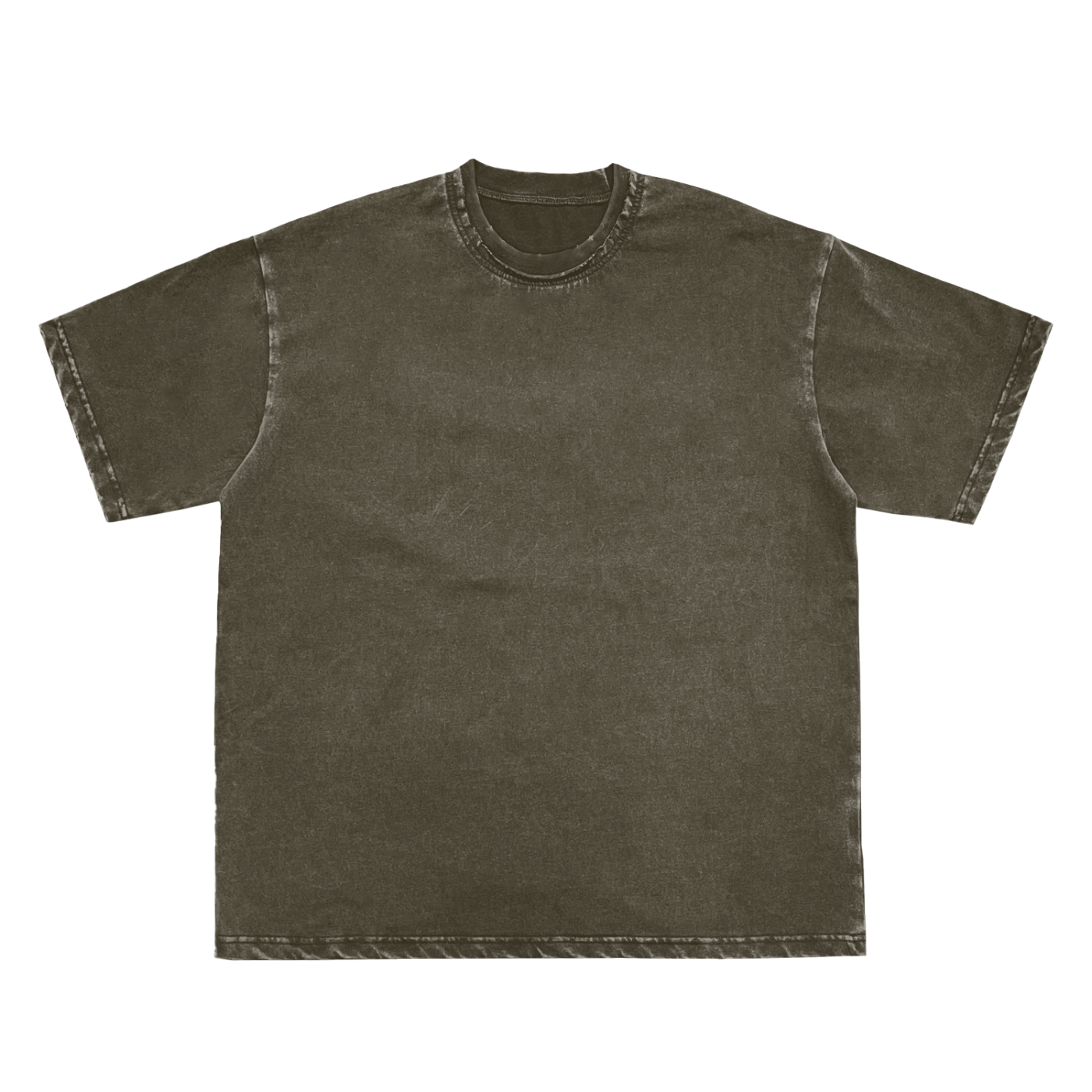 Double Neckline Scattered Edge Frayed Vintage Washed T-Shirt