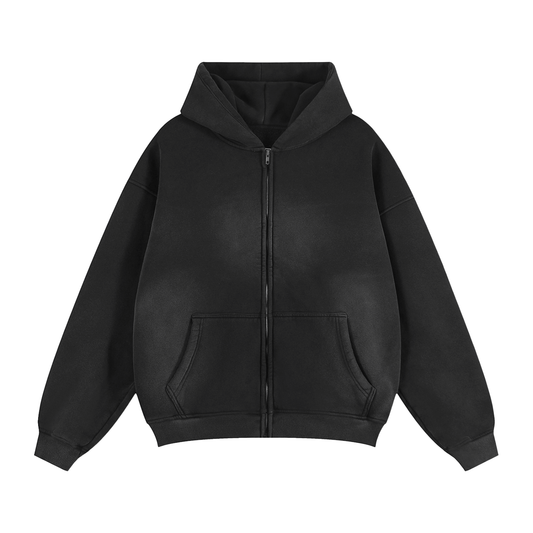 Sunfade Two-way Zipper Boxy Fleece Hoodie