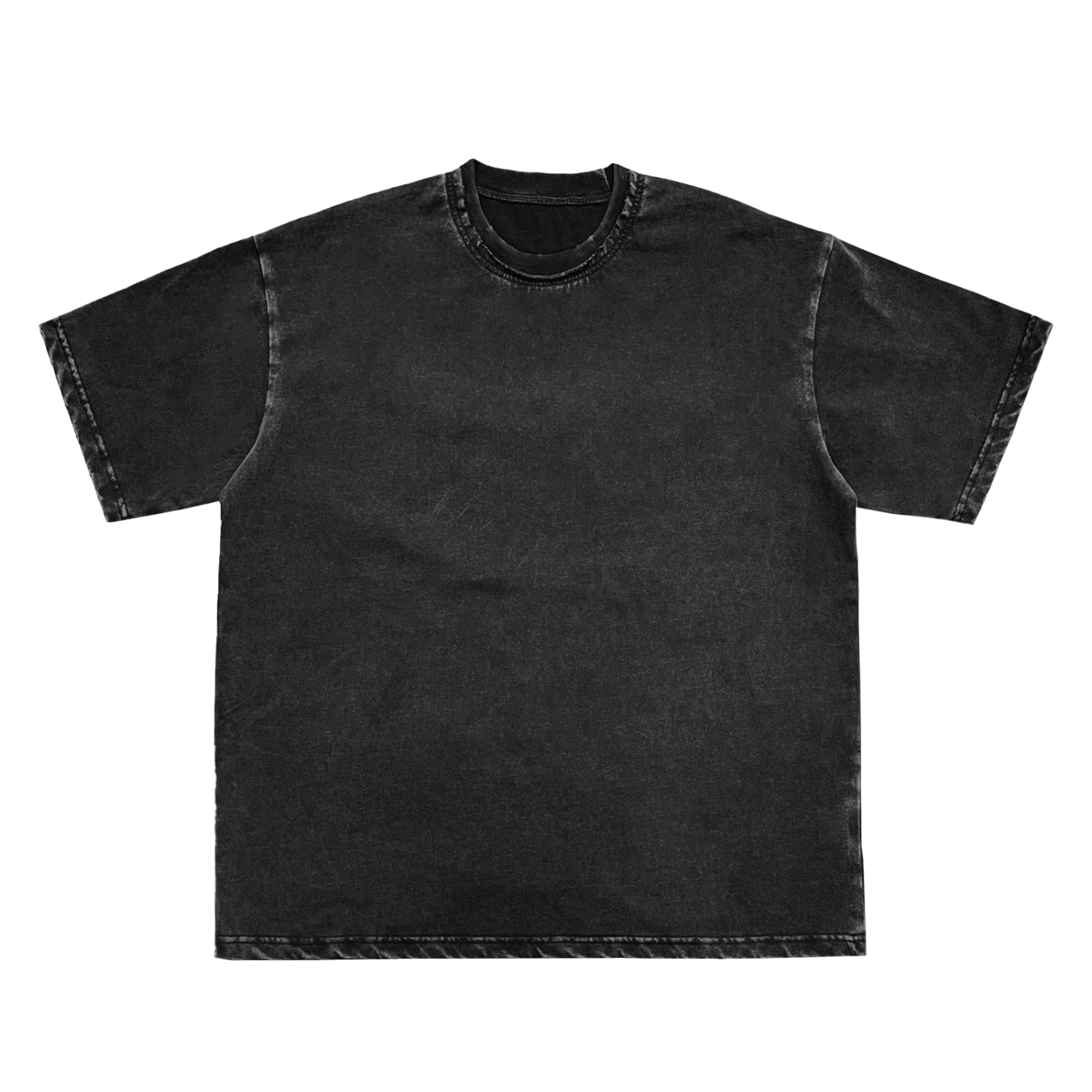 Double Neckline Scattered Edge Frayed Vintage Washed T-Shirt