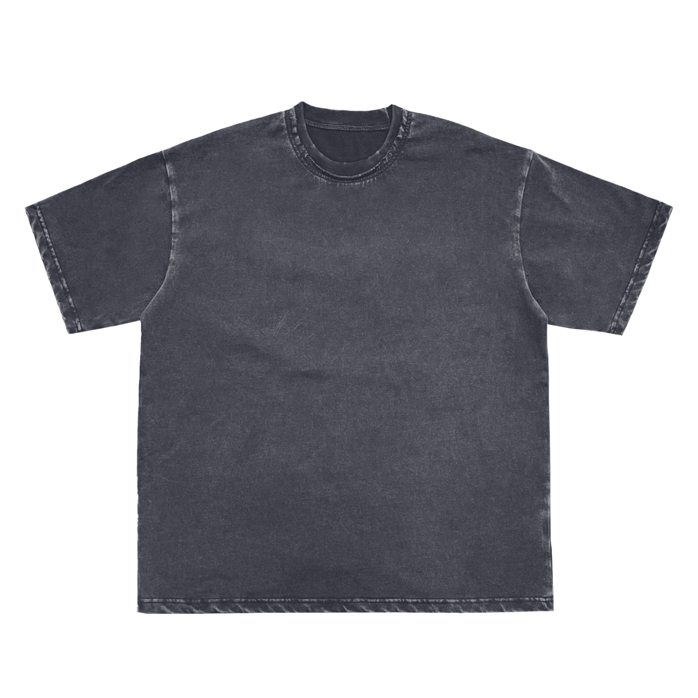 Double Neckline Scattered Edge Frayed Vintage Washed T-Shirt