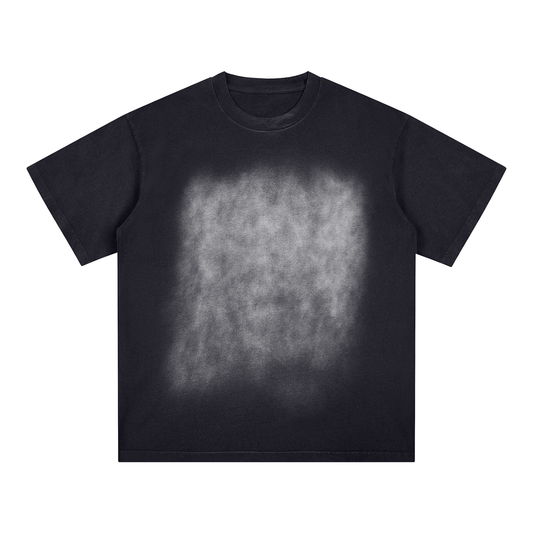 Square Patch Monkey Washed Drop Shoulder T-Shirt