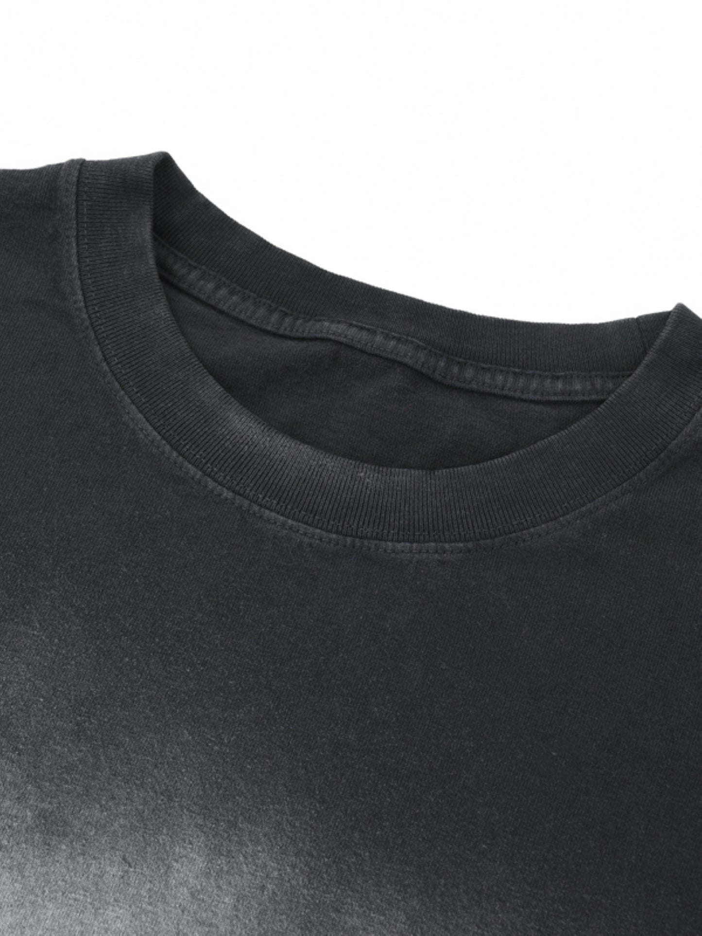 Square Patch Monkey Washed Drop Shoulder T-Shirt